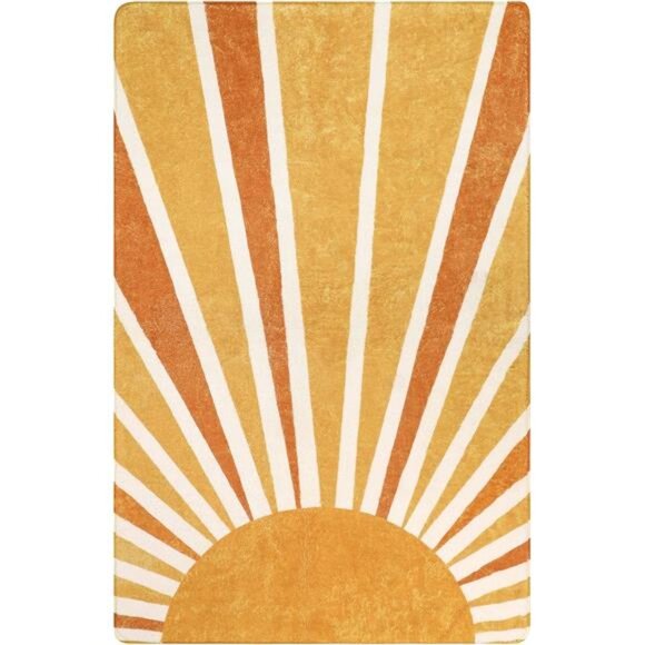 Boho Sun Print Area Rug Small Washable Rug Modern Abstract Non-Slip Accent - Picture 2 of 7